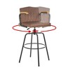 VECELO Bar Stools with Backs & Arms Set of 2, Counter Height Barstools Set with Tufted Upholstery & Footrest Ring, White/Brown - 4 of 4