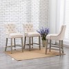 WestinTrends 24" Linen Tufted Buttons Upholstered Wingback Counter Stool (Set of 3) - 2 of 4