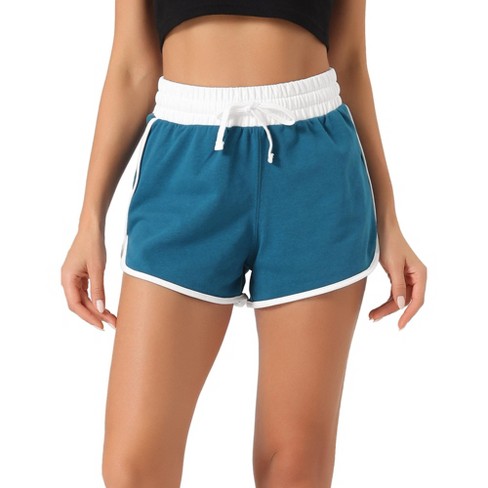 cheibear Women's Sweat Shorts Casual Summer Lounge Athletic Running Elastic  Cotton Pajama Shorts Blue Small