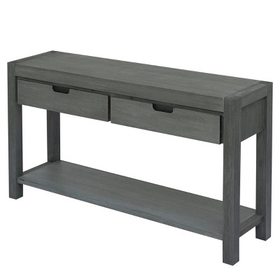 Syemin Console Tables Console Table Entryway Table for Hallway with 2 Drawers and 1 Shelf Farmhouse Accent Table, Green, 55.1"*13.1"*31.4"