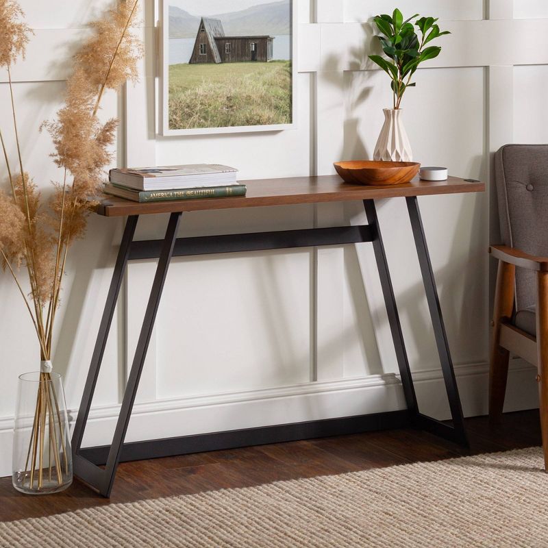 Urban Industrial Entry Table with Wood and Metal Dark Walnut - Saracina Home, 3 of 12