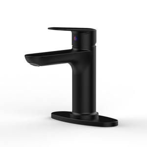 ChicFurnit Bathroom Sink Faucet Single Handle Deck Mount Design with Two 9/16 of an inch Hoses for Smooth Flow, Black, 12.99"*8.27"*2.76" - 1 of 4