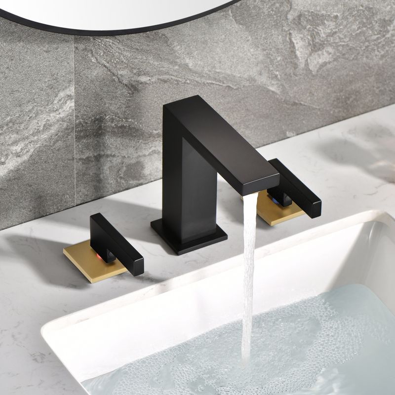 Sumerain Widespread 8 inch Bathroom Faucet, 3 Hole Black and Gold Bathroom Sink Faucet, 5 of 12