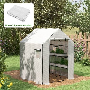 NicBex 55"x56.25"x74.75" Greenhouse with Mesh Door and Vent Windows, UV protective for Growing Flowers, Herbs, Vegetables, Saplings, White - 1 of 4