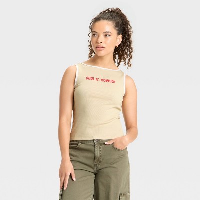 Women's Boat Neck Graphic Tank Top - Wild Fable™