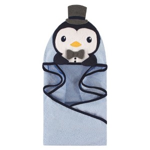 Hudson Baby Infant Boy Cotton Animal Face Hooded Towel, Mr Penguin, One Size - 1 of 1