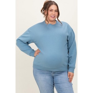 Pinkblush Blue Basic Fleece Crewneck Maternity Sweatshirt - 1 of 4
