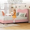 Pink/Blue/White Bed Frame with Upholstered Headboard, Low Profile, Sturdy Platform, Noise Free - 4 of 4