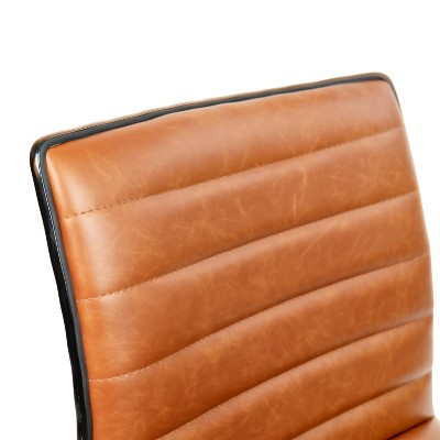 Brown Vinyl Armless Swivel Executive Office Chair