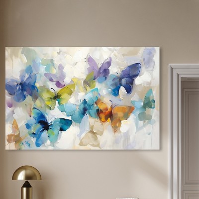 Large Multicolor Butterfly Canvas Wall Art, 54" x 36"