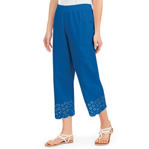 Collections Etc Eyelet Border Embroidered Scalloped Detail Capris Xx ...