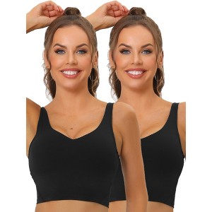 Allegra K Women's Workout Fitness Padded Longline Wireless Yoga Sports Bras 2 Pcs - 1 of 4