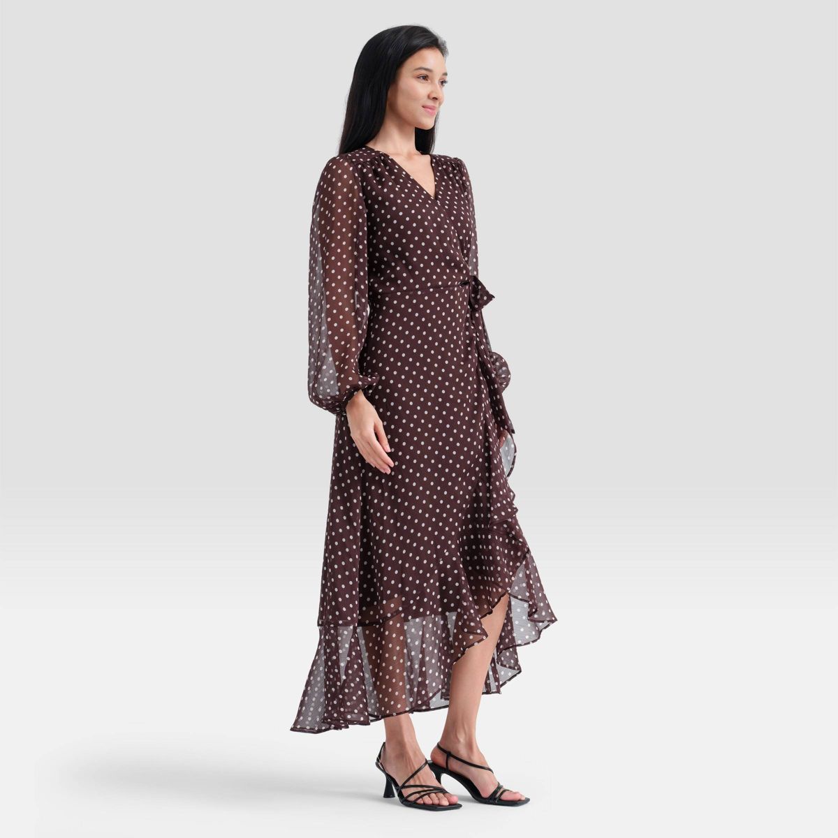 Women's Balloon Long Sleeve Maxi Wrap Dress - A New Day™ - thumbnail 10