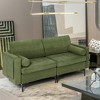 Costway Modern Loveseat 2-Seat Sofa Couch w/ 2 Bolsters & Side Storage Pocket Army Green - image 2 of 4