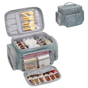 Portable Travel Makeup Bag Organizer With Makeup Brush Compartment and Two Side Pockets - 1 of 4