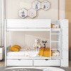 NicBex Full over Full Bunk Bed Wooden Bed Frame with 2 Drawers, Multi-level Storage, Ladder, Headboard and Guardrail, No Box Spring Required - 2 of 4