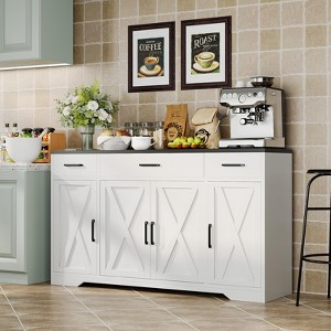 55" Modern Farmhouse Sideboard Cabinet with 4 Doors & Drawers - 1 of 4