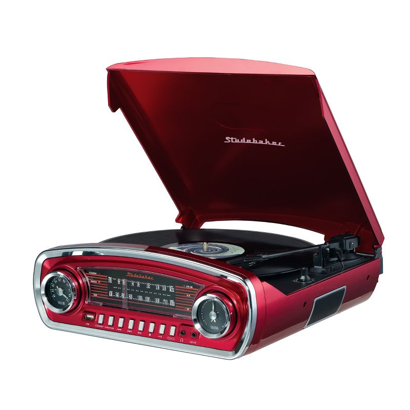 Studebaker SB6057 3-Speed Turntable with Bluetooth Receiver and AM/FM Radio, 1 of 4
