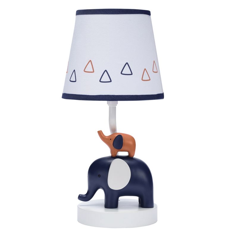 Lambs & Ivy Playful Elephant Blue/White Nursery Lamp with Shade and Light Bulb, 1 of 7
