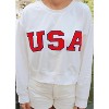 Women's Embroidered Usa Cropped Sweatshirt - day + moon - 3 of 4