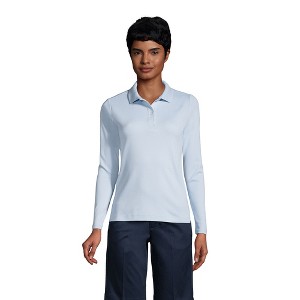 Lands' End School Uniform Women's Long Sleeve Feminine Fit Interlock Polo Shirt - 1 of 2