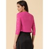 INSPIRE CHIC Women's Work Floral 3/4 Lace Trim Sleeves Open Front Bolero Shrug - 4 of 4