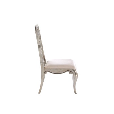 Esteban Ivory Velvet Upholstered Side Chair with Wood Accents