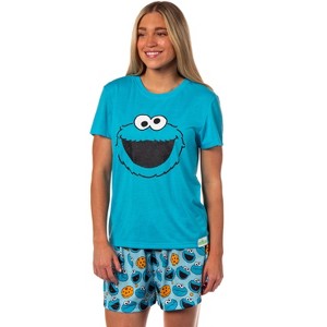 Sesame Street Women's Face Tossed Print Sleep Pajama Set Shorts Multicolored - 1 of 4
