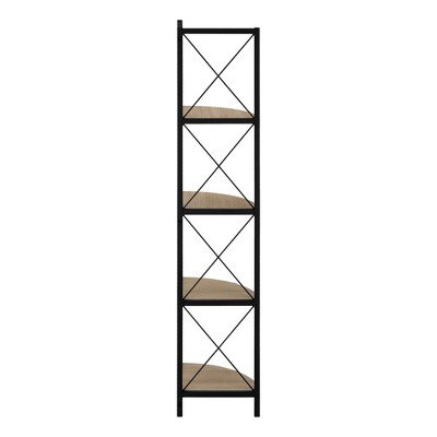 Dark Taupe and Black 4-Tier Corner Etagere Bookcase