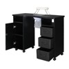 Karlhome Black Manicure Table Nail Desk for Nail Tech with Dust Collector, Wrist Cushion, Storage Cabinet and Drawers - 2 of 4