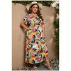 Plus Size Women's V Neck Maxi Dress Belted Waist Flowy Ankle Length Casual Elegant Party Dress - 3 of 4