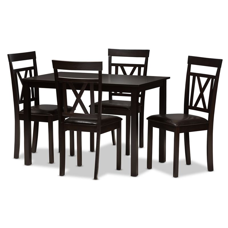 5pc Rosie Modern And Contemporary Faux Leather Upholstered Dining Set Dark Brown - Baxton Studio, 1 of 9