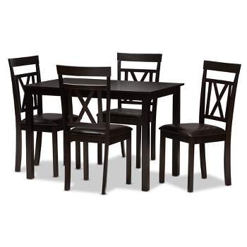 5pc Rosie Modern And Contemporary Faux Leather Upholstered Dining Set Dark Brown - Baxton Studio