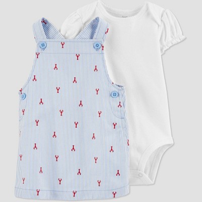 Image of Baby Girls' Lobster Striped Top & Bottom Set - Just One You® made by carter's Blue 6M