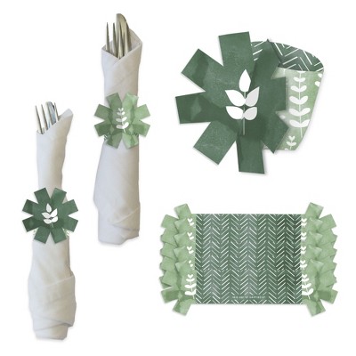 Big Dot of Happiness Boho Botanical - Greenery Party Paper Napkin Holder - Napkin Rings - Set of 24