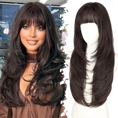Jessie's Wig 20Inch Lace Frontal Straight Wig With Bangs 6X5 Lace #2 Color 1 Pc/Pack