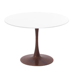 LeisureMod Bristol Round Dining Table with MDF Top and Walnut Steel Pedestal Base for Modern Kitchen and Dining Room - 1 of 4