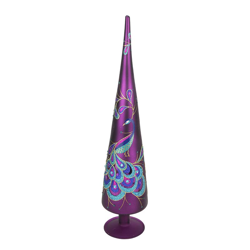 Northlight 18.5" Purple and Blue Glitter Peacock Gem Christmas Tree Topper - Unlit, 1 of 3