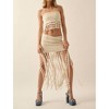 Women's Solid Crochet Eyelet-Knit Fringe Maxi Skirt - PROMESA - 4 of 4