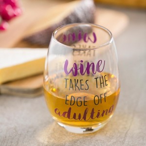 Evergreen Stemless Wine Glass with box 17oz Wine Takes The Edge of Adulting - 1 of 4