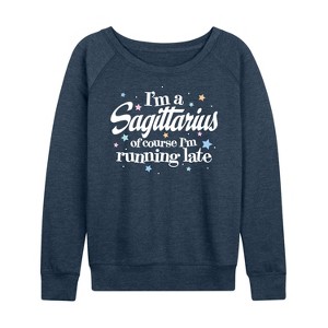 Women's - Instant Message - I'm A Sagittarius Lightweight French Terry Wide Neck Long Sleeve Graphic Shirt - 1 of 4