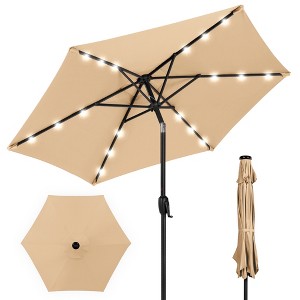 Best Choice Products 7.5ft Outdoor Solar Patio Umbrella for Deck, Pool w/ Tilt, Crank, LED Lights - 1 of 4