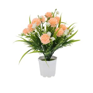 Unique Bargains Artificial Plants Carnation Flower Pot Plastic 3.74"x3.74"x12.6" 1 Pc - 1 of 4