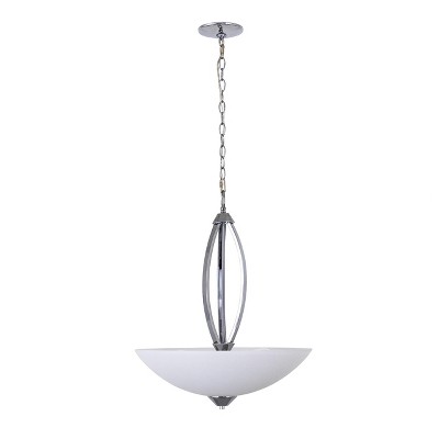 Yosemite Home Decor 179-3UCHAN-20CH 3-Light Bowl Chandelier with Opal Glass, 20" x 20" x 24.4", Chrome Finish