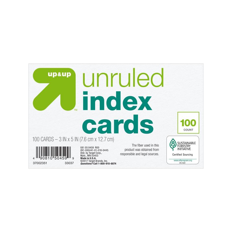 100ct 3&#34; x 5&#34; Unruled Index Cards White - up &#38; up&#8482;, 3 of 4