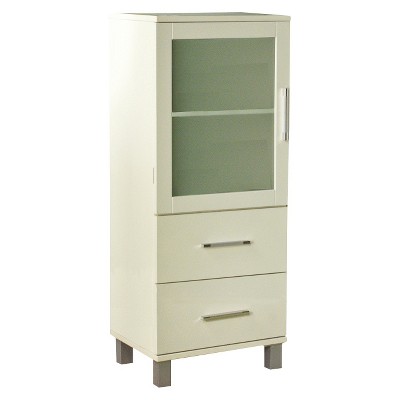 Frosted Pane 2 Drawer Floor Cabinet White - Buylateral