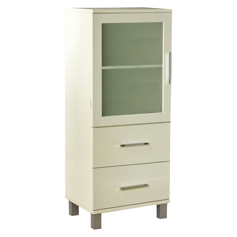 Frosted Pane 2 Drawer Floor Cabinet White - Buylateral, 1 of 5
