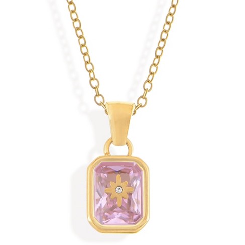 Anna-Kaci Gold Tone Pendant Necklace with Rectangular Crystal and Starburst Accent - image 1 of 4