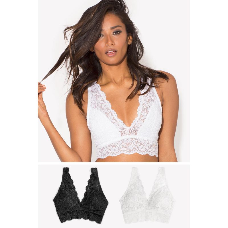 Smart & Sexy Women's Signature Lace Deep V Bralette 2-Pack, 3 of 7