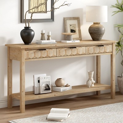 Bella Depot Retro Console Table With 2 Top Drawers - Natural : Target